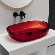 Раковина накладная прозрачная Abber Kristall AT2805Rubin красная preview