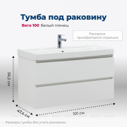 Тумба под раковину Aquanet Вега 100 2 ящ. цв.белый глянец (316655) preview
