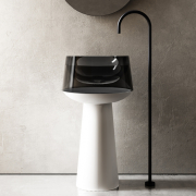 Раковина отдельностоящая прозрачная Abber Kristall AT2706White-Onyx белый/черный preview