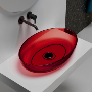 Раковина накладная прозрачная Abber Kristall AT2801Rubin красная preview