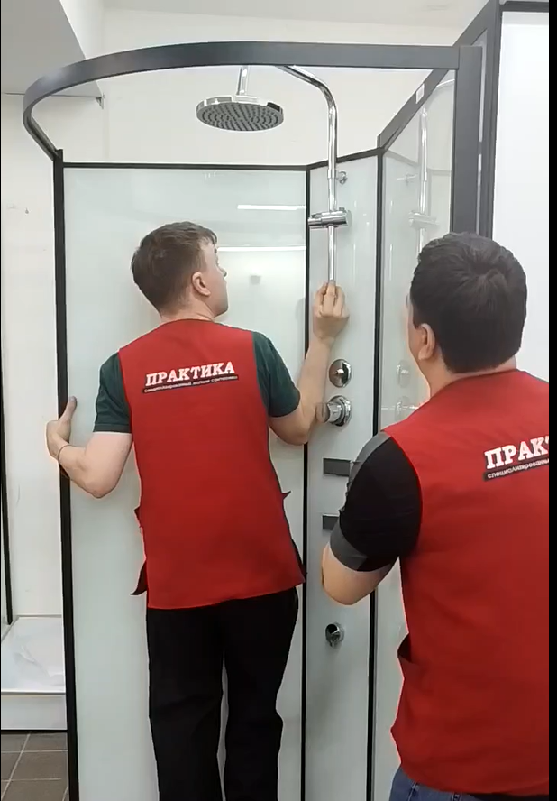 Процесс сборки душевой кабины