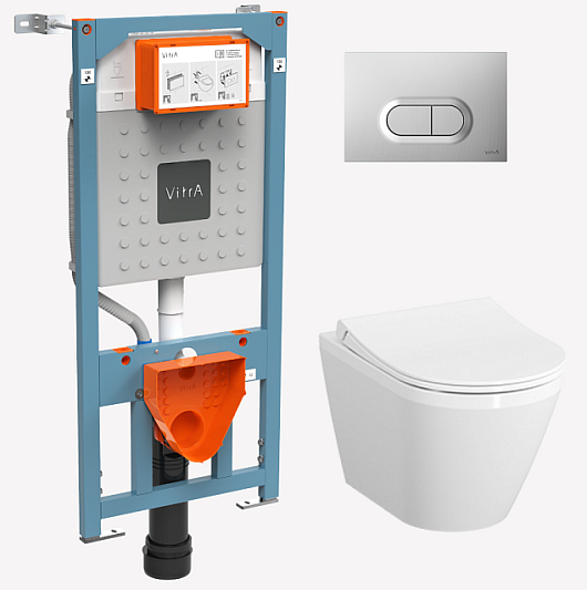 Комплект Vitra Integra Round L-box:инсталляция+унитаз+сиденье+клавиша 9004B003-7202